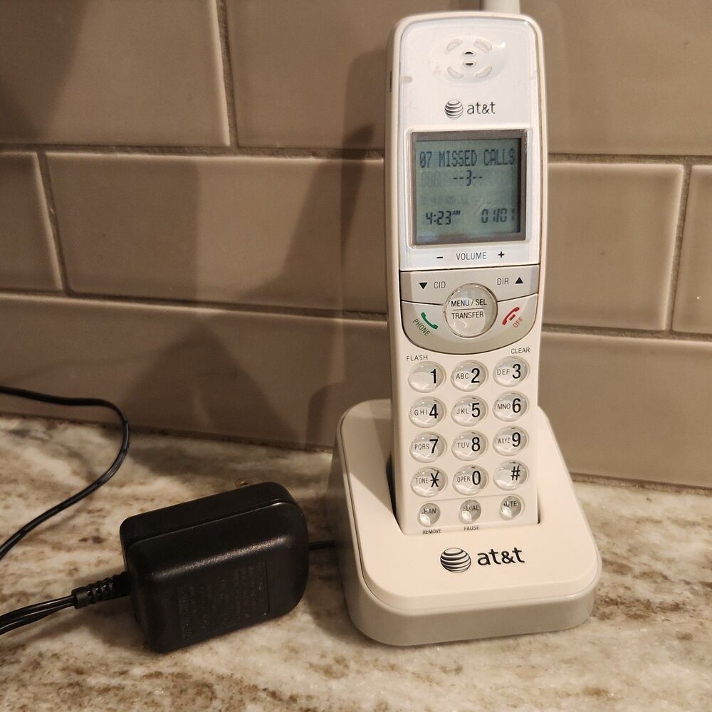 AT&T Add On Cordless Handset Phone With Base Model EL42408 5.8GHz Call ID Works